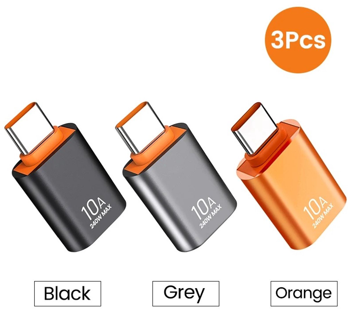 SecuFirst USB-C naar USB-A Adapter (set van 3-stuks)