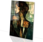 Abstract kubistisch vrouwenportret - Portret schilderijen glas - Wandkunst vrouw - Kubisme - Acrylglas schilderij - Schilderijen & posters - acrylglas 100x150 cm