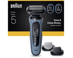 Braun Series 5 Elektrisch Scheerapparaat - Tot 50 min - +2 Opzetstukken - 52-A1650S - Azure