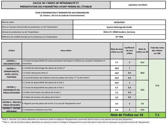 Aspirateur balai et main sans fil 2 en 1 Severin HV 7966 - Autonomie 40 minutes - Modèle extrêmement léger