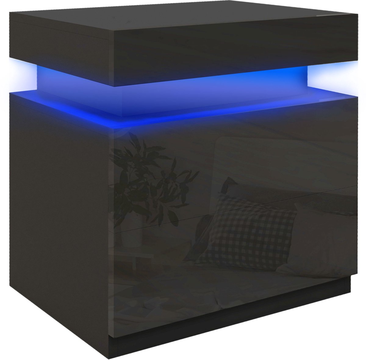 Homcom Nachtkastje-Spaanplaat-45x35x52cm-Zwart Wit