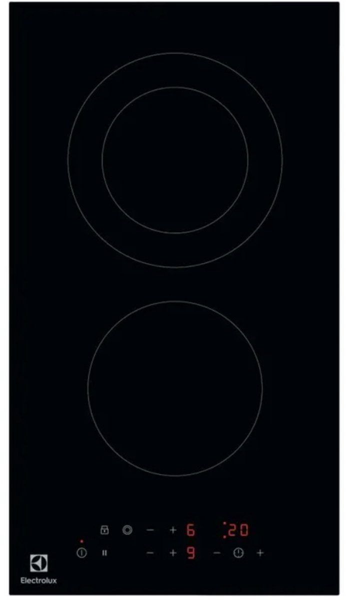 Electrolux Lhr3233ck Keramische Kookplaat 30 Cm 2 Branders Zwart