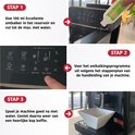 Stappenplan voor het ontkalken van een koffiemachine met Eccellente ontkalker. Stappen 1, 2 en 3.
