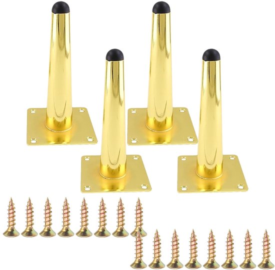 GOYADA 8 stuks meubelpoten van metaal, zilverkleurig, 15 cm, metalen bankpoten, belastbaar tot 600 kg, meubelpoten van metaal met 40 schroeven voor bank, bank, kast, zilver