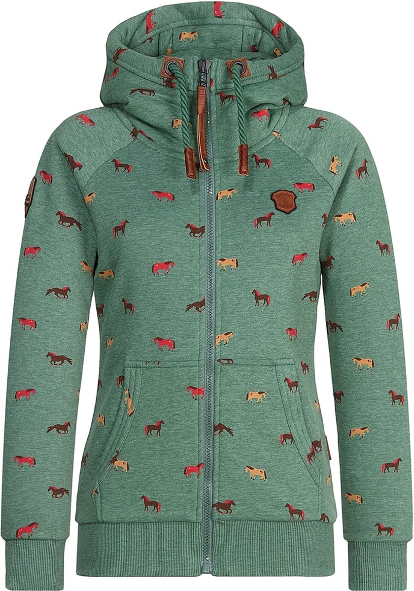 Naketano Damen Sweatjacke Brazzo 1801-0301 Pine Green Melange (Small Horses)-S