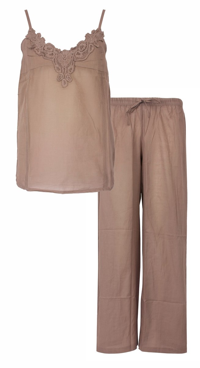 Irresistible Dames Pyjama - Spaghetti Bandjes - Taupe - Maat S
