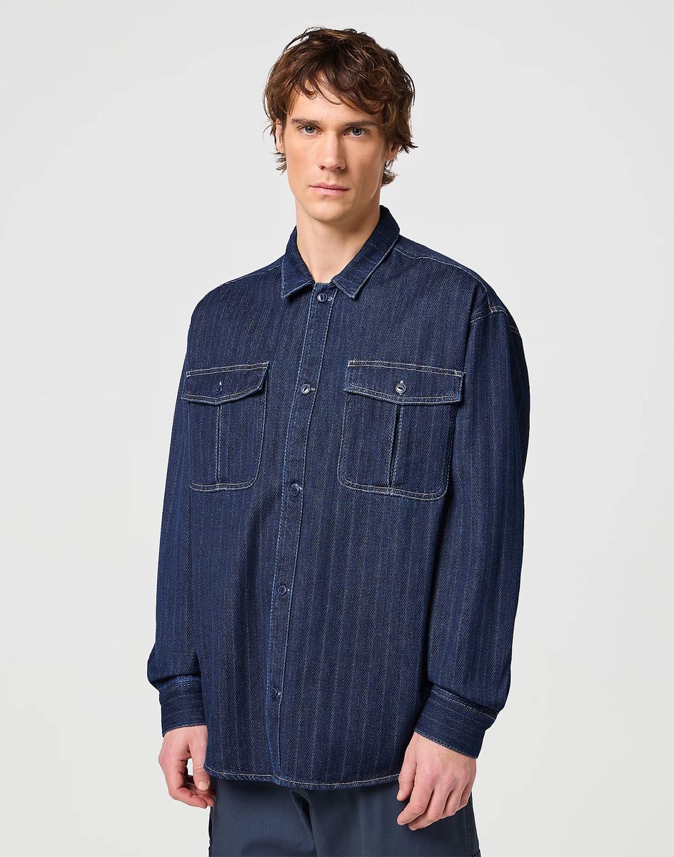 Wrangler CASEY JONES UTILITY SHIRT INDIGO Blauw