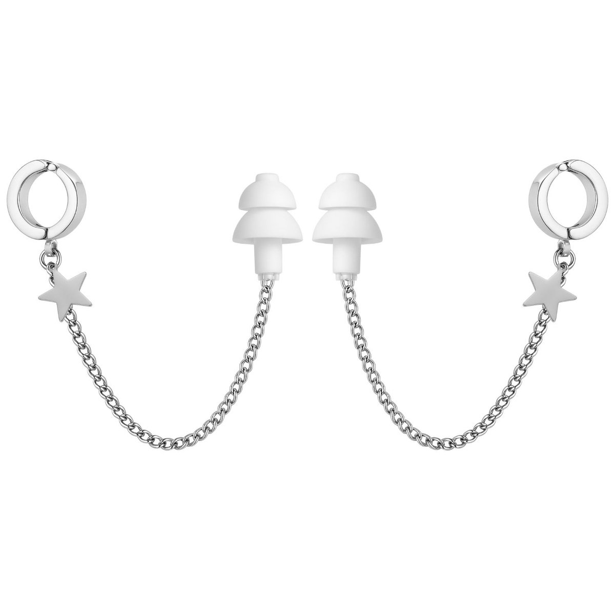 Earcuffs Voor Oordopjes - (Ster) - Oordopjes Festival - Oordoppen - Oorbellen Dames - Te Gebruiken Met Airpods - Zilverkleurig - RVS