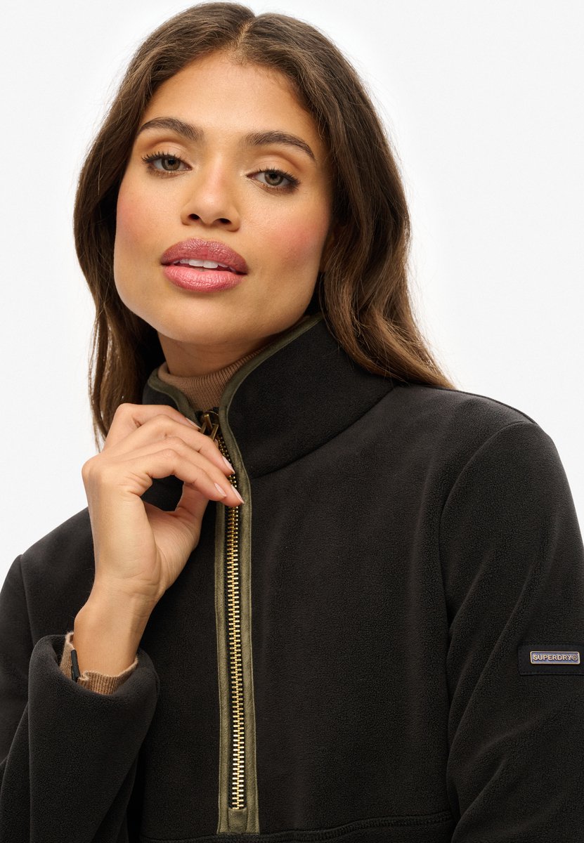 Superdry Estate fleece met halve rits Dames Truien Zwart