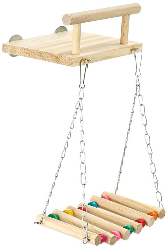 Vogelzitstokken en Schommel voor Papegaaien - Houten Speelaccessoires - Stevig en Natuurlijk