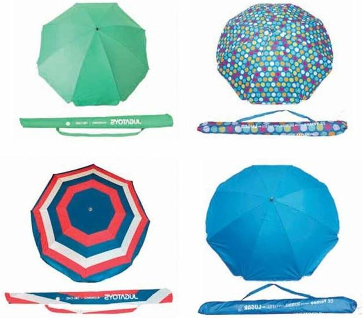 Parasol van aluminium 180 cm 8 vezelstangen buis 28/32 mm 300D Oxford-weefsel binnenkant UV 50+ met venster en spies - verschillende modellen Assortiment Grande Boheems