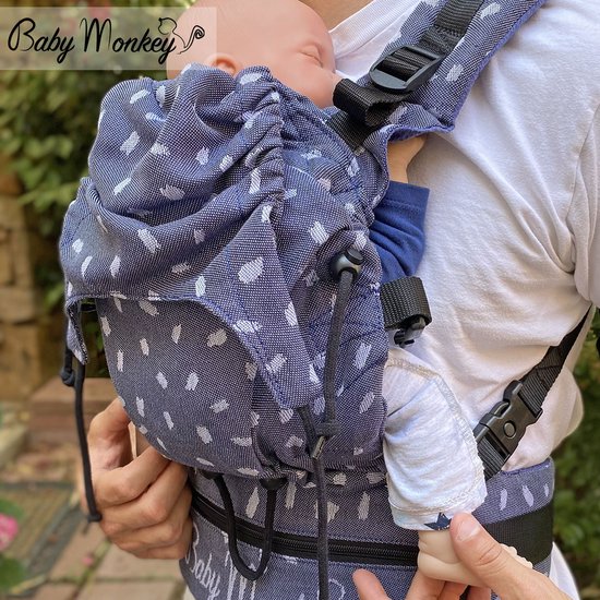 BabyMonkey® Regolo Runa - Baby Draagzak - Ergonomische - 50% Linen - vanaf 2+ maanden (5,5 tot 18 kg) - Ademend & Verstelbaar - 100% Made in Italy - nachtblauw van BabyMonkey® — afbeelding 5