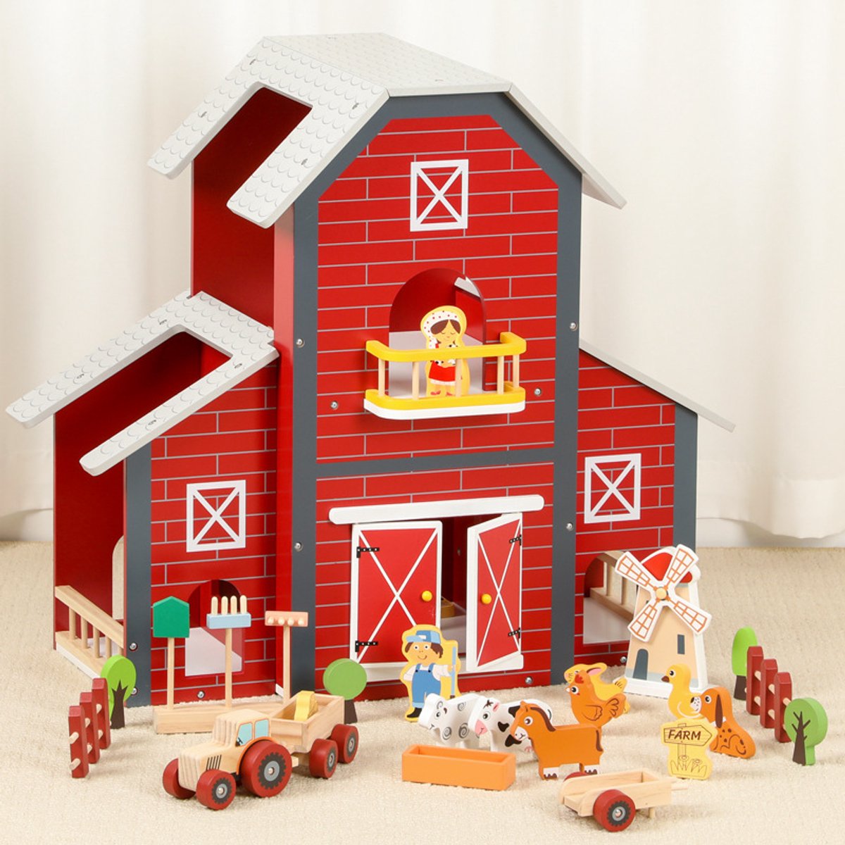 Houten Boerderij met Accessoires – Dieren, Tractor & Figuren – Educatief Boerderij Speelgoed voor Jongens & Meisjes - Vanaf 2 jaar