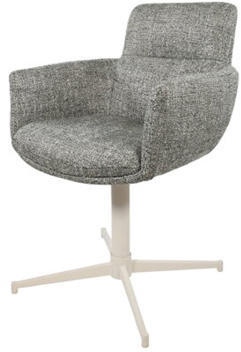 MySons Eetkamerstoel William - off-white draaipoot 360 - Field Green 356 - eetkamerstoelen set van 2 Groen