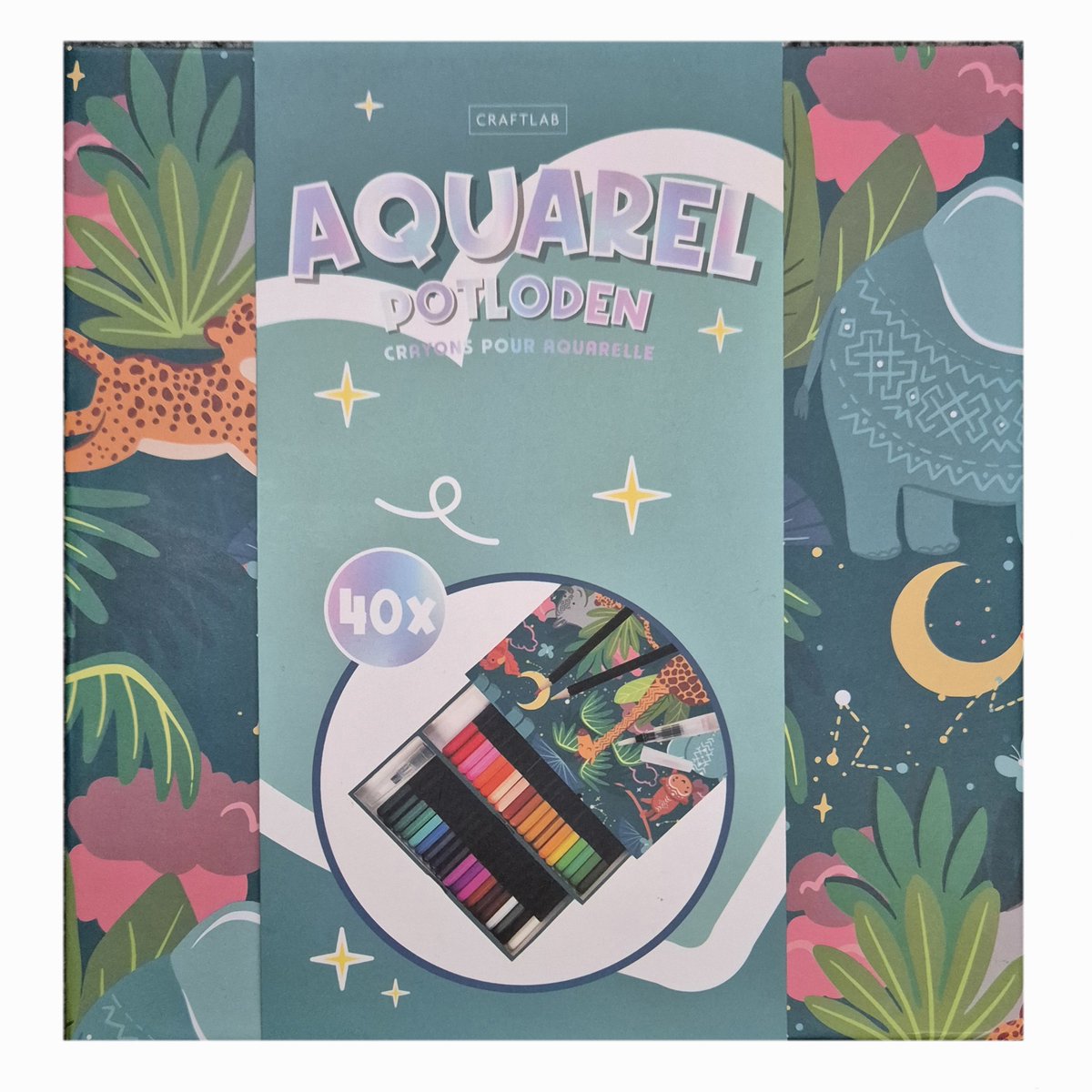 Aquarelpotloden 40 stuks - Dierenprint Box -