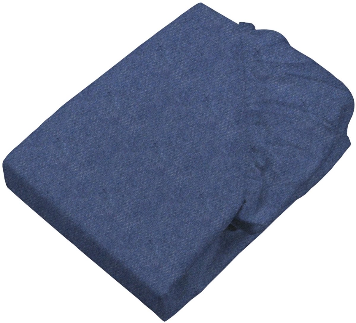 sleepling 90 x 200 cm hoeslaken van fijn flanel | katoenen laken met rondom elastiek | voor matrassen tot 23 cm hoog | Made in Germany | wasbaar op 60 graden | marineblauw