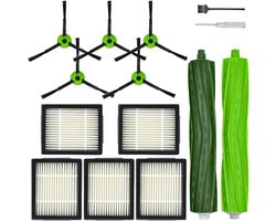 J-serie vervangende onderdelen accessoires Geschikt voor iRobot Roomba J5 J5+ J6 J6+ J7 J7+ J8 J8+ J9 J9+ Robotstofzuiger Attachment Kit, 1 hoofdborstel, 5 zwarte zijborstels, 5 filters (niet voor Combo j7+/j9