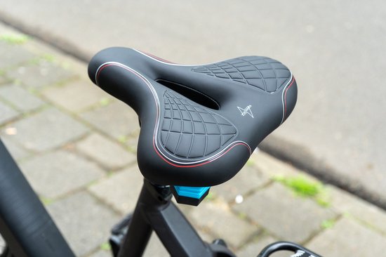 Voltano Zen Fietszadel Met Antislip Gelpads - Zwart / Rood - Uitsparing - Inclusief Zadelstrop - Unisex