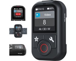 Telesin V2 Bluetooth Remote voor GoPro 13/12/11/10/9/8/MAX & Smartphone - Waterbestendig - 80 Meter Bereik - Kunststof - Zwart