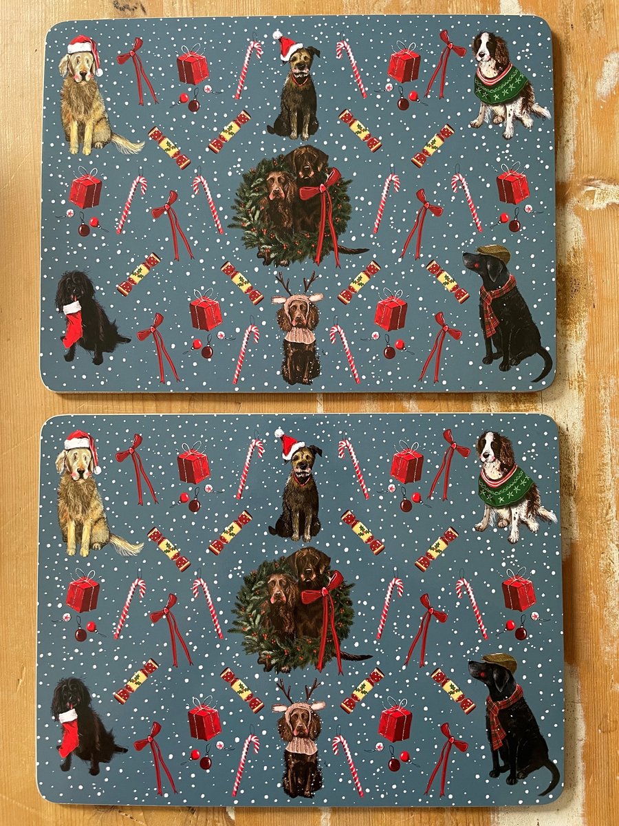 Alex Clark Placemats(MEDIUM FORMAAT) Christmas Dogs ~ Honden Kerst/winter