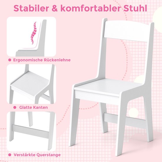COSTWAY Kinderbureauset met stoel, studentenbureau met plank, open plank en opbergkast, jeugdbureau, kinderbureau, kindertafel om te tekenen, lezen (paars