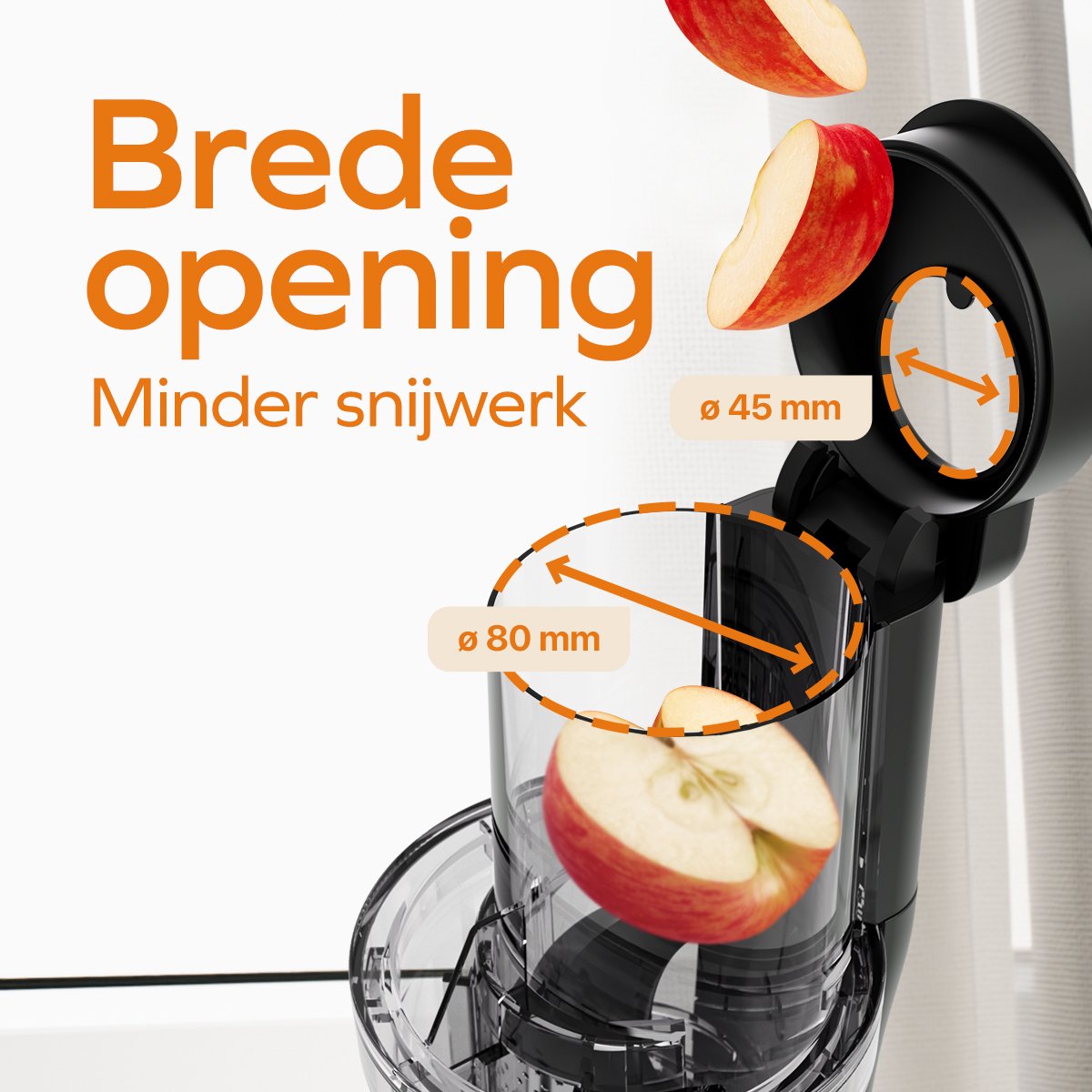 KitchenBrothers Slowjuicer - Sapcentrifuge - Verticaal - Juicer - Groenten en Fruitpers - 80 mm - 750 ml - Pearl White / Wit thumbnail 4