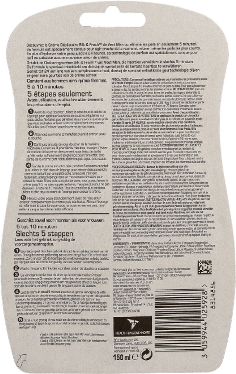 Veet - Ontharingscreme - Man - Gevoelige Huid - In Shower - 150 ml — cadeau in Cadeau-ideeën - foto 5