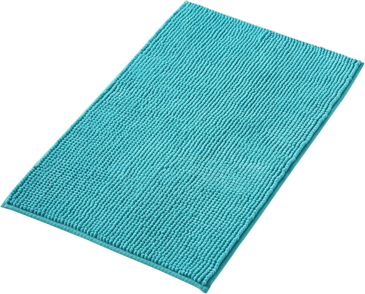 Famanu - Badmat Anti-Slip av soft Chenille | Super absorberend en machinewasbaar | Te combineren als badmat set | Voor de badkamer, douche, bad of als WC mat | Petrol Turkoois – 40x60 cm