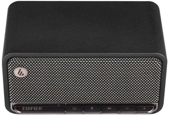Zwarte Edifier MP230 Bluetooth speaker met zilveren grille en bedieningsknoppen.