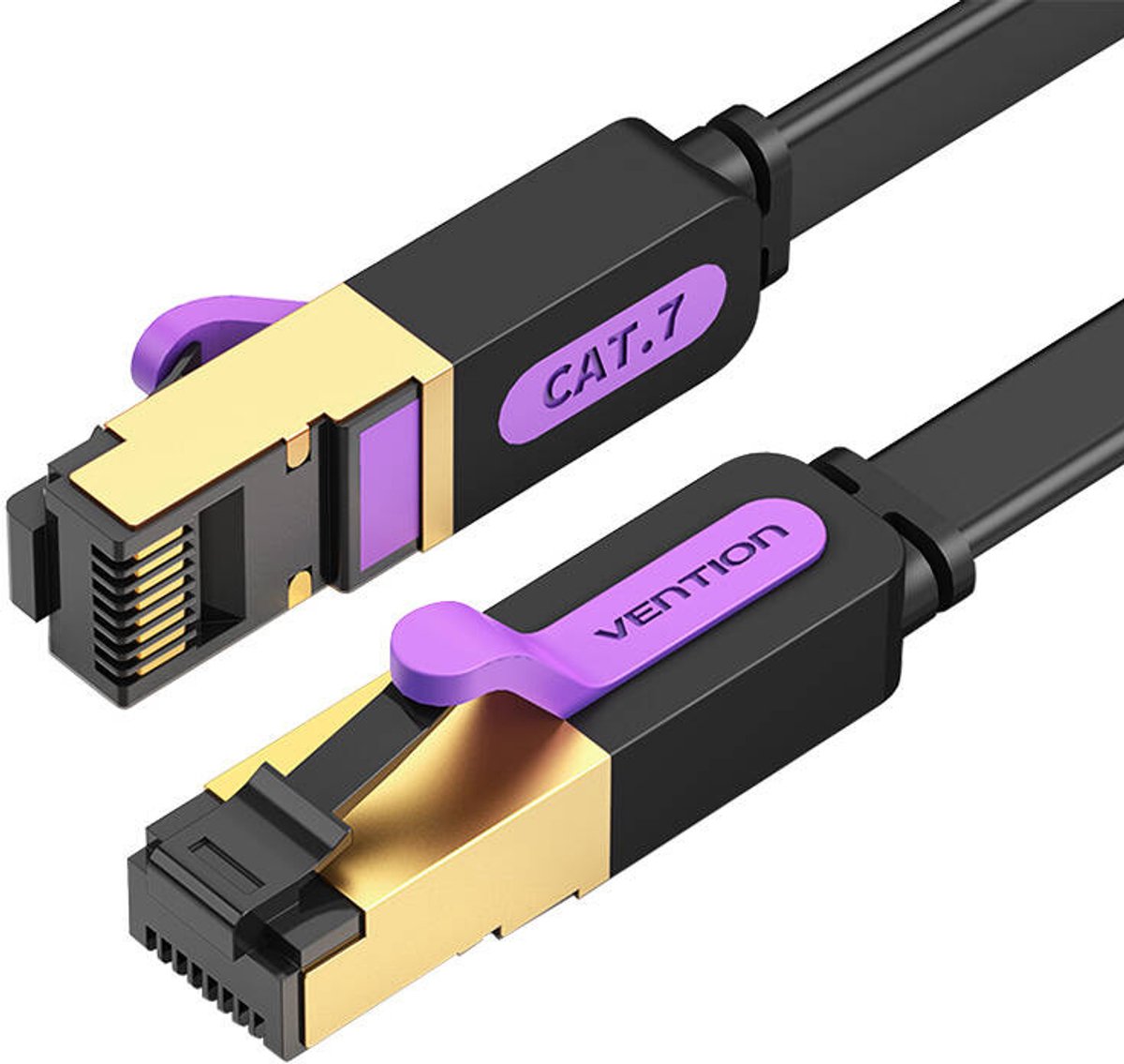 Platte Netwerkkabel Cat7 Vention Icabg Rj45 Ethernet 10Gbps 1,5M Zwart