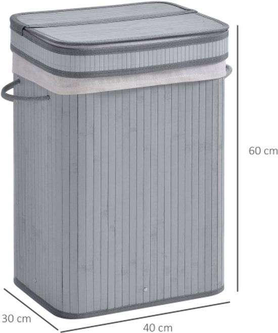 efluky Wasmand met deksel 63L, wasmand smal lichtgrijs