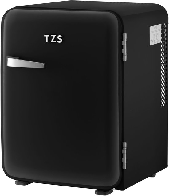 TZS First Austria Mini koelkast - Minibar - 40 liter - Vrijstaand - Volledig stil 22dB - Retro - Zwart