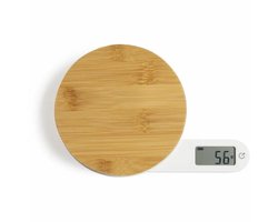 Dynamo keukenweegschaal - LIVOO - DOM466 - Bamboe weegschaal - Geen batterij of opladen - Max. 5 kg - 4 meeteenheden - LCD-scherm