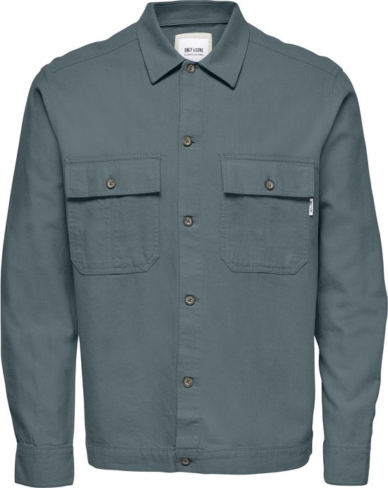 Only & Sons Overhemd Onskennet Ls Linen Overshirt Noos 22019758 Stormy Wheater Mannen Maat - S