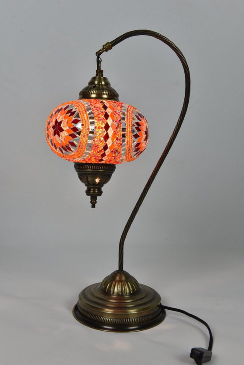 Turkse lamp - handgemaakt multicolour nachtlamp - staande lamp 20x42cm - unieke decoratie met glazen bollen