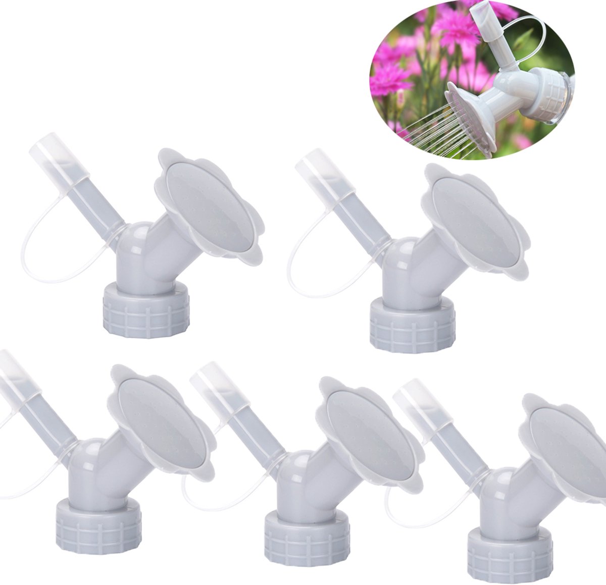 Set van 5 - watergeefaccessoires - mini - voor flessen/ planten/ kamerplanten - grijs