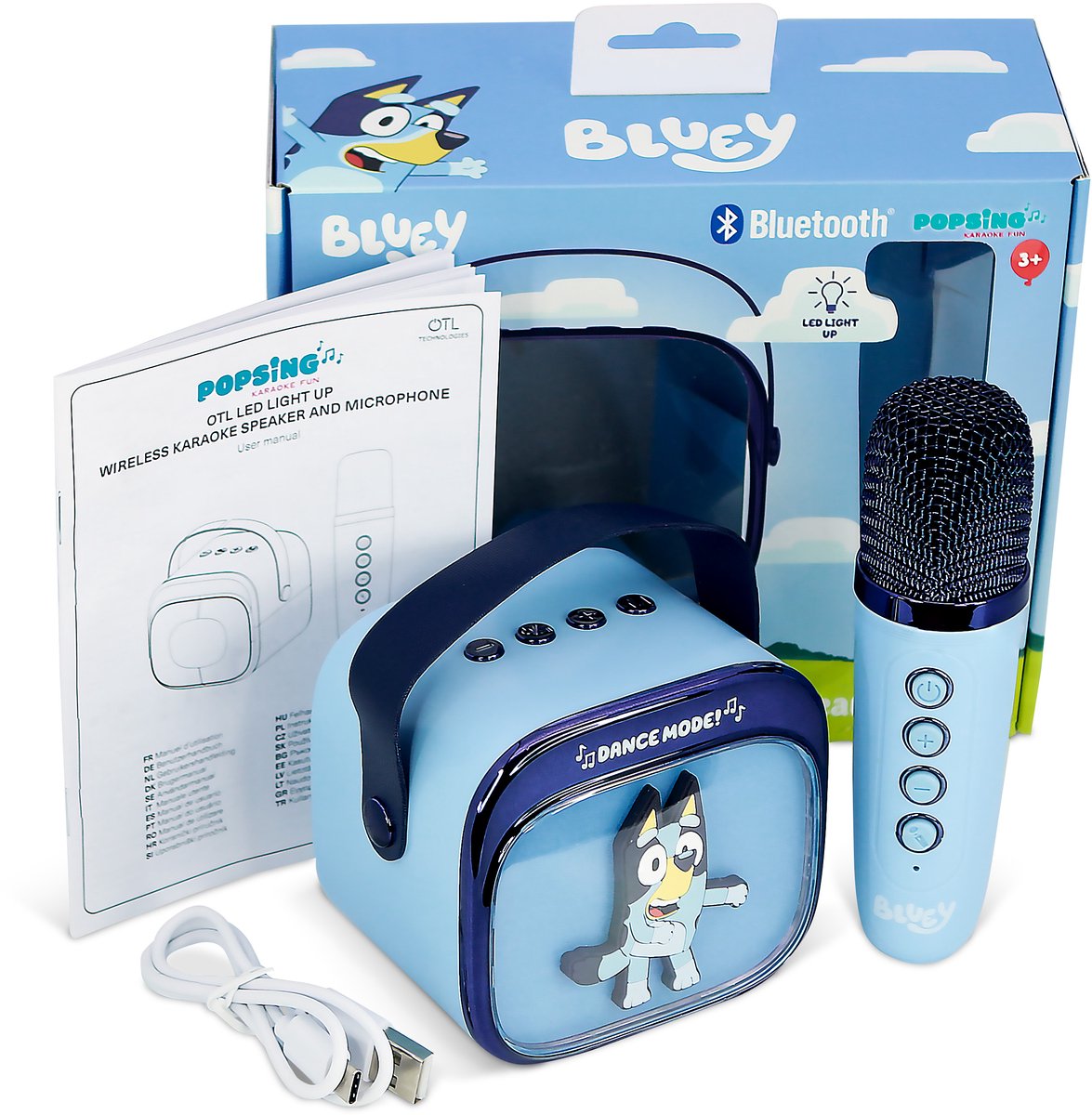 Bluey - karaoke set voor kinderen - draadloze microfoon en speaker - met lichteffecten en stemeffecten — afbeelding 15
