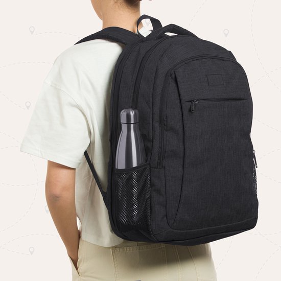 TravelMore Daily Carry XL Backpack - Sac à dos pour ordinateur portable 17,3 pouces - Femme / Homme - 36L - Hydrofuge - Zwart