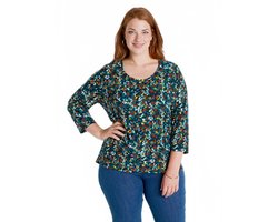 Kort T-shirt, ronde hals, 3/4 mouwen, bedrukt