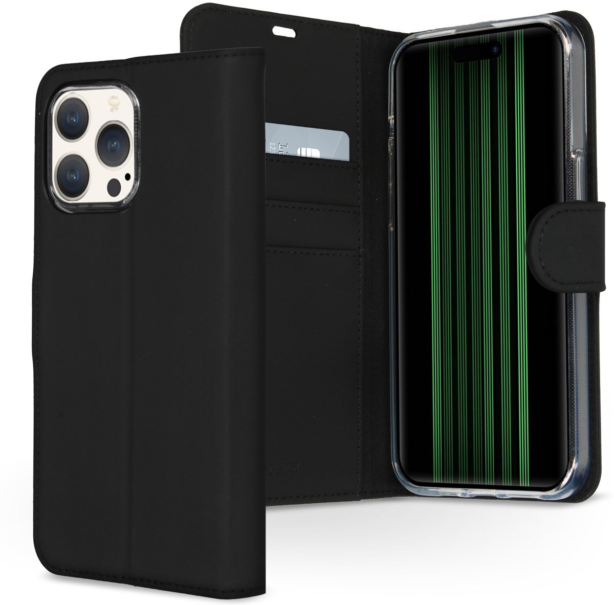 Accezz Hoesje Geschikt voor iPhone 15 Pro Max Hoesje Met Pasjeshouder - Accezz Wallet Softcase Bookcase - Zwart
