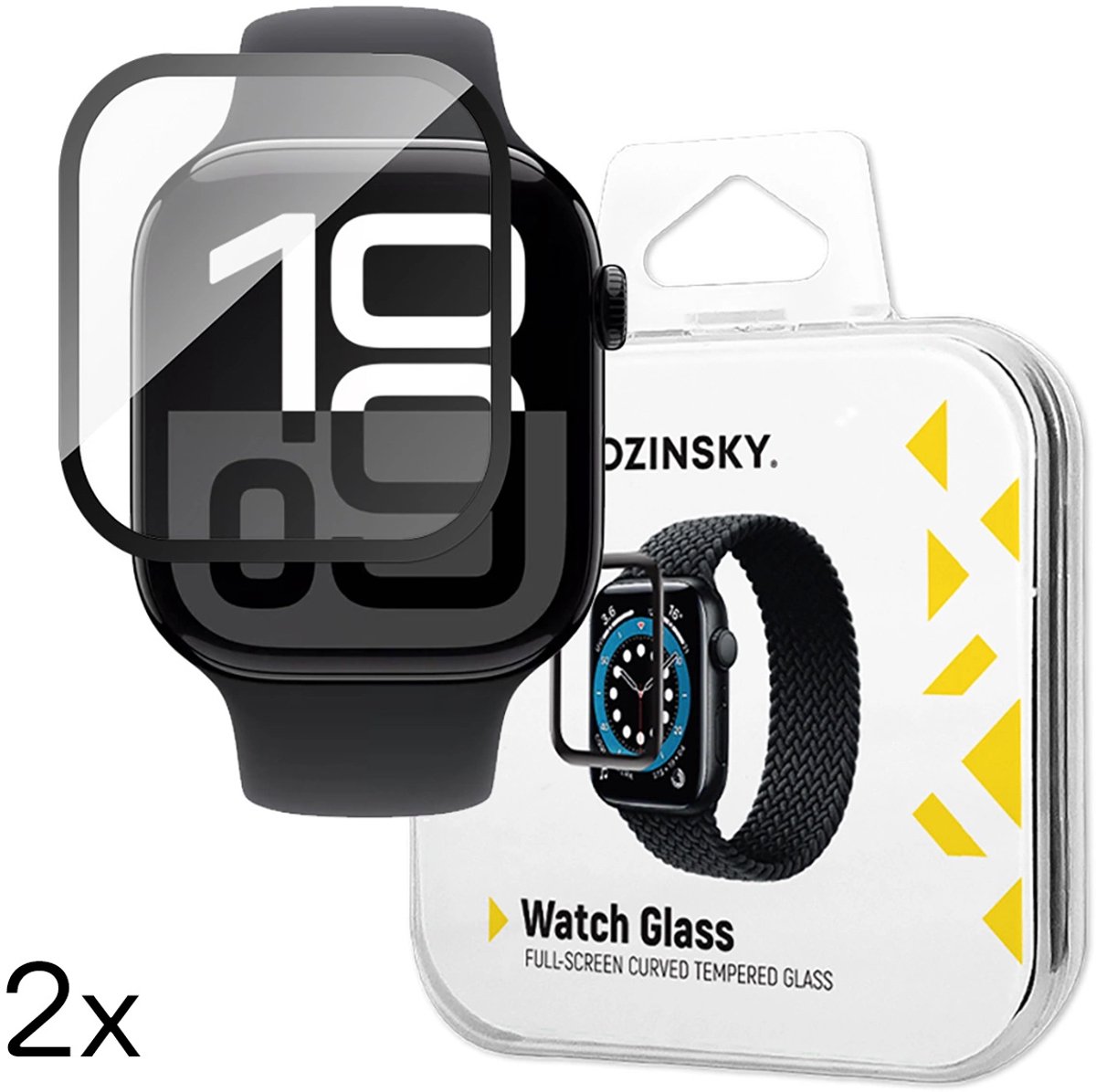 Wozinsky Gehard Glas Volledige Lijm Voor Apple Watch Serie 10 46Mm 2 Stuks