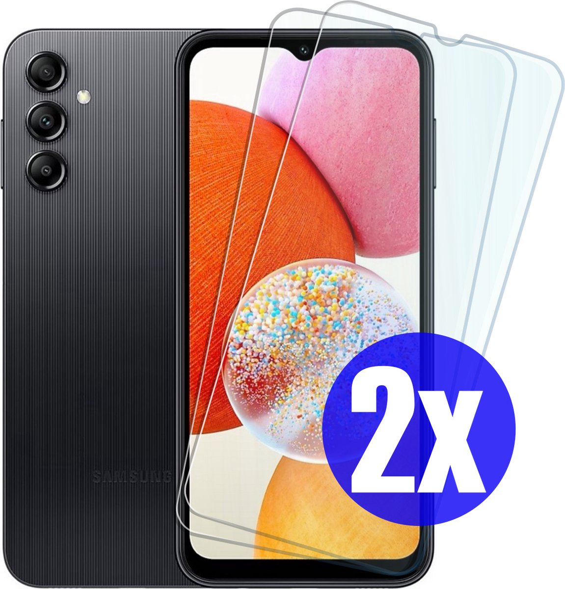 Screenprotector geschikt voor Samsung A14 - Gehard Glas - Tempered Glass Armor Screen Cover - 2 Stuks
