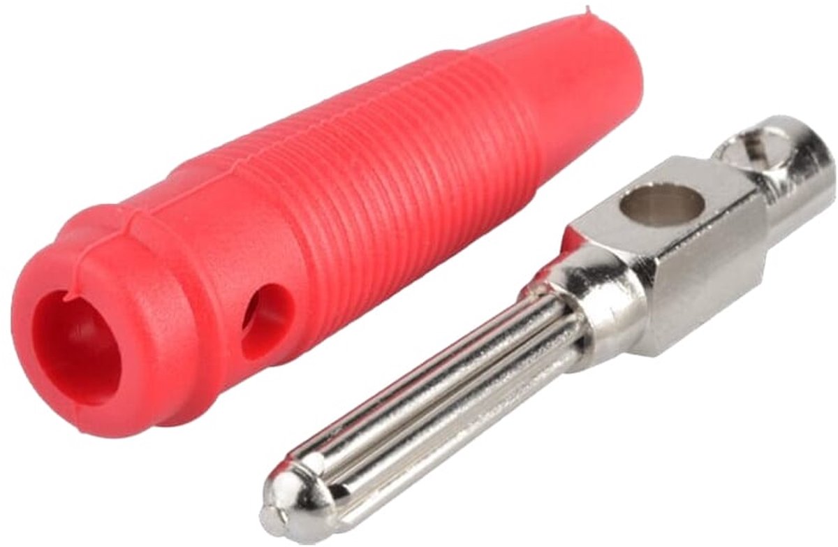 Banaanstekker ø4mm - Schroefbaar - Banaan Stekker - Audio Plug - Rood