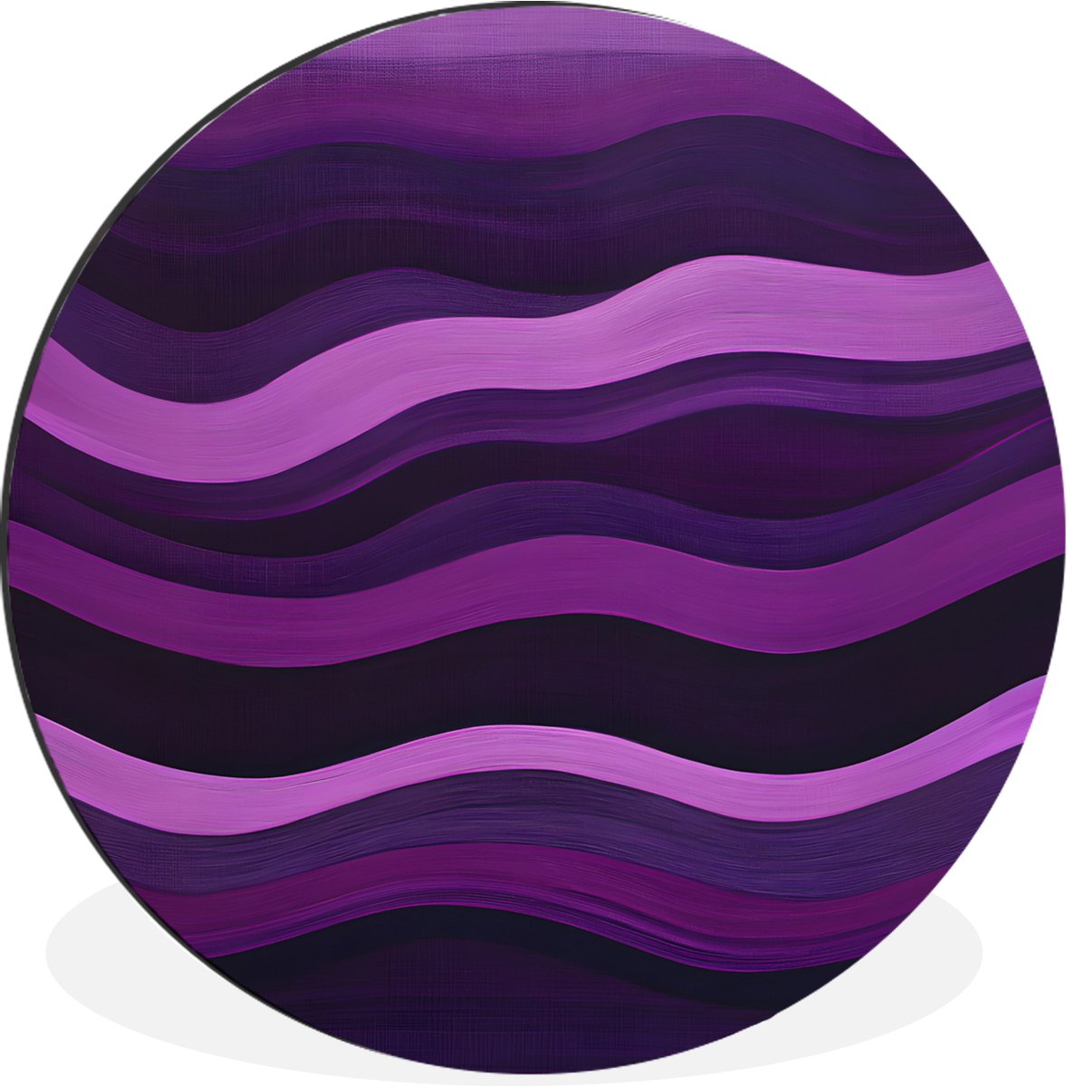 WallCircle Wandcirkel - Muurcirkel - Lijnen - Golven - Paars - Abstract - Aluminium - Dibond - 60x60 cm - Binnen en Buiten Golven - Abstract