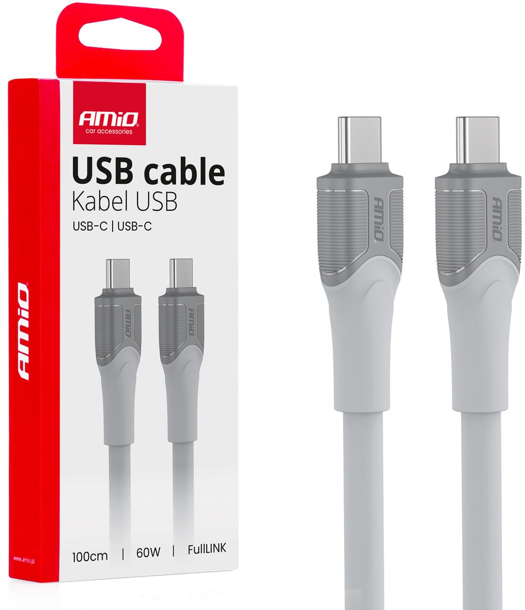 AMiO USB-C naar USB-C Kabel – 60W – 100cm – FullLINK – X111 – 04291
