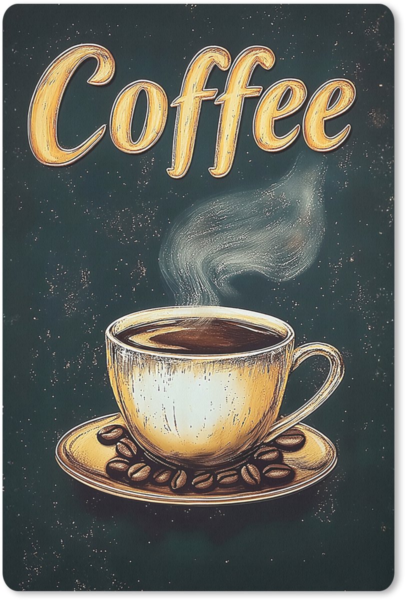 Muismat 18x27 cm - Mousepad Koffie - Schotel - Koffiebonen - Retro - Muismatten