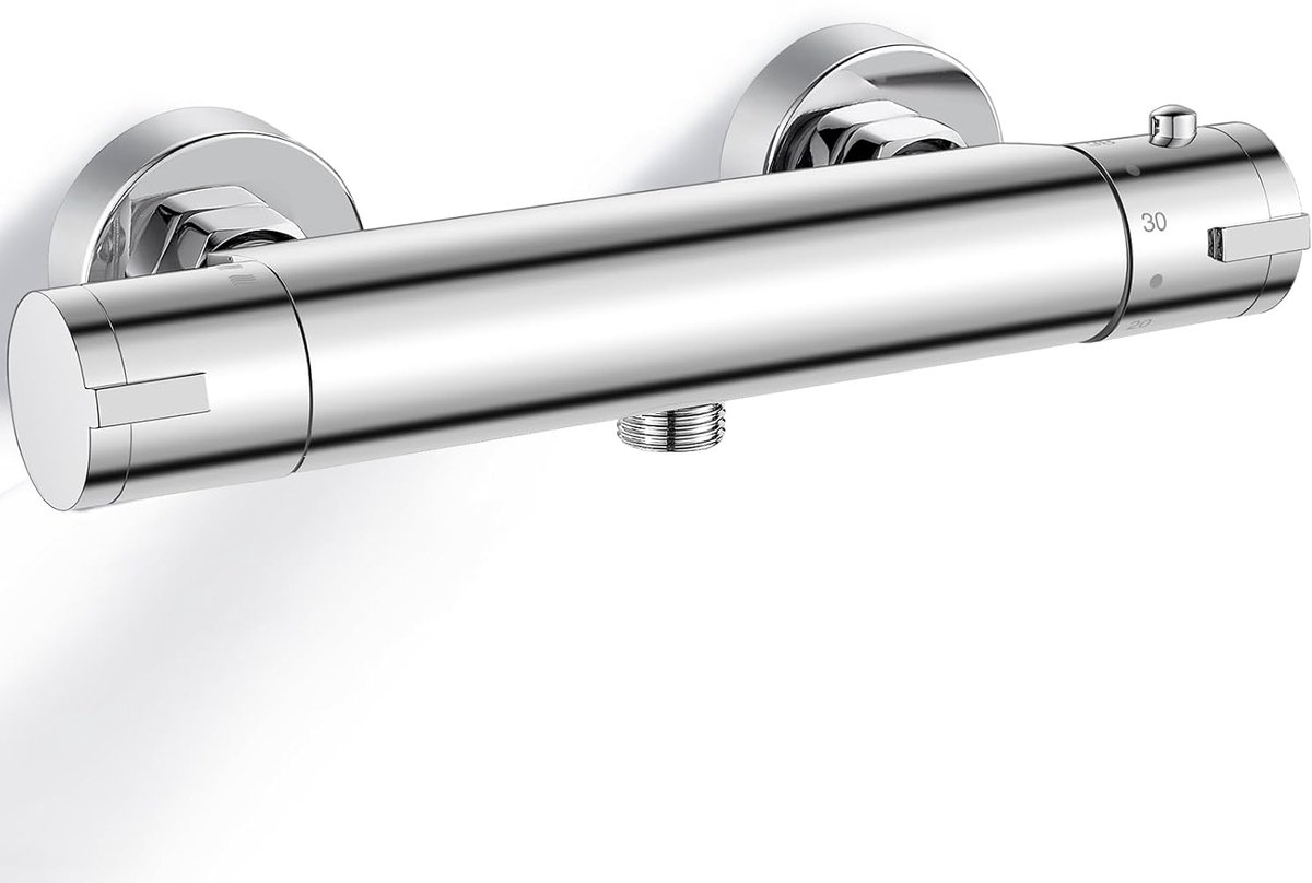 Opbouwthermostaat Douchekraan - Mengkraan Douche - Messing Douchethermostaat met Veiligheidsstop - Chroom 150 mm