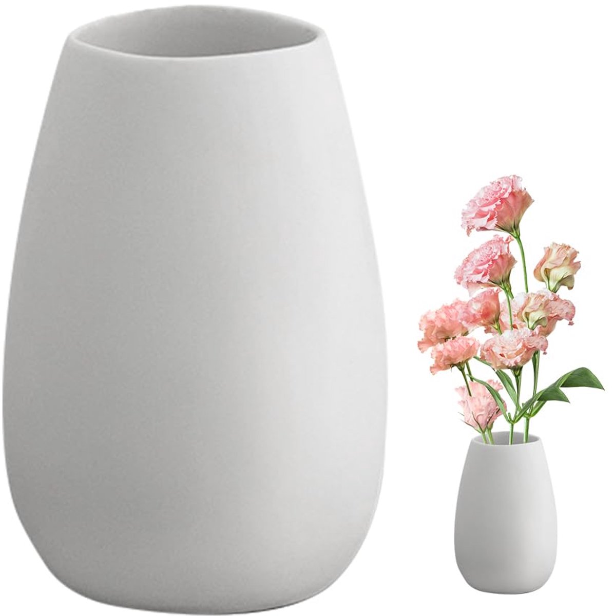 Ibenzoa® Stijlvolle decoratieve keramische vaas voor bloemen en moderne tafeldecoratie in wit, 17 cm hoog