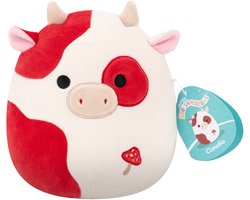 foto van Squishmallows - Little Plush 19cm Claudio - Cream and Burgundy Spotted Cow W/Mushroom Embroidery