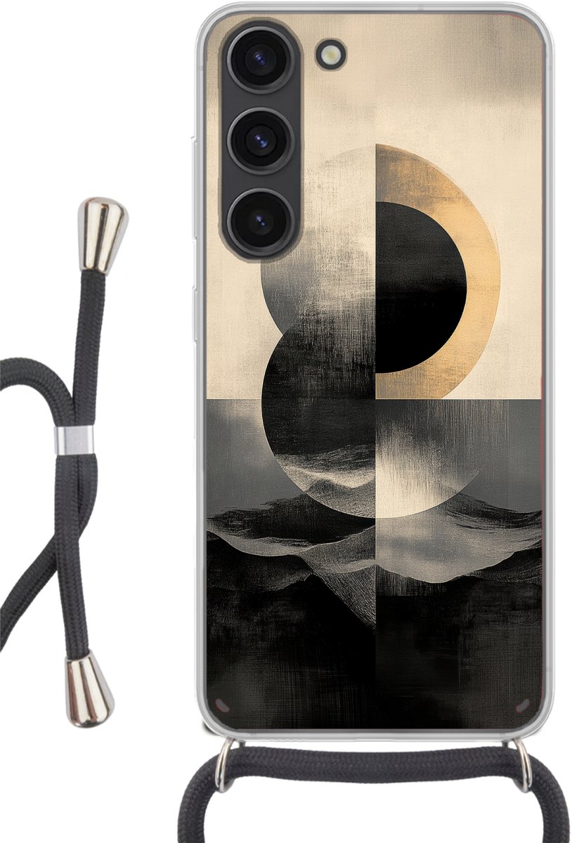 Telefoonhoesje Geschikt voor Samsung Galaxy S23 - Cirkels - Schaduw - Abstract - Siliconen - Crossbody - Backcover met Koord - Telefoonhoesje met koord - Hoesje met touw Telefoonhoesje